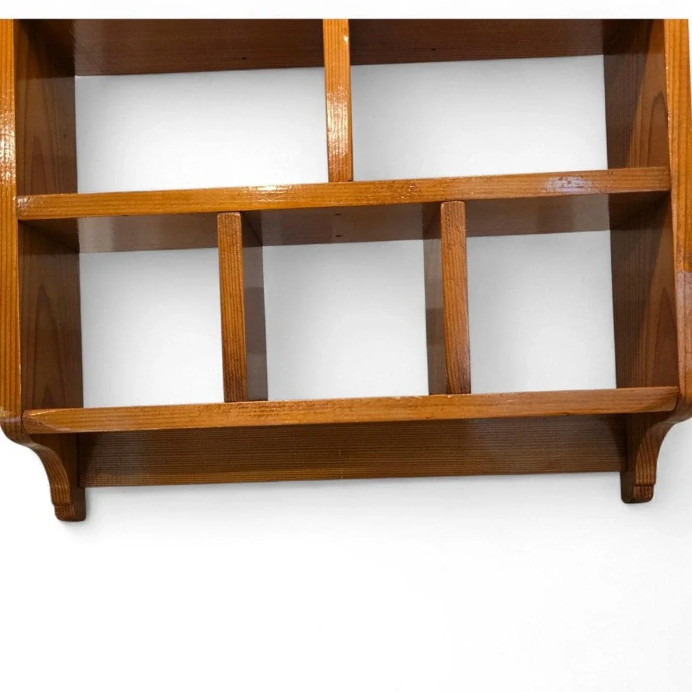 Vintage Wood Trinket Shelf Shadow Box Display Heart Cutout Wall Hanging Unit